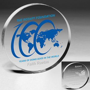 Screen Printed Acrylic Circle Paperweight (4"x 3/4")