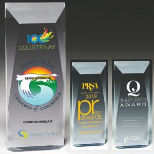 Screen Printed Faceted Obelisk Acrylic Award (3"x 8"x 1 1/4")