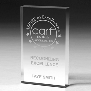 Screen Printed Scalloped Edge Rectangular Acrylic Paperweight Award (4"x 6"x 1")