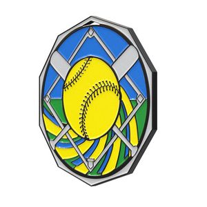 Softball Decagon Colored Medallion (2")
