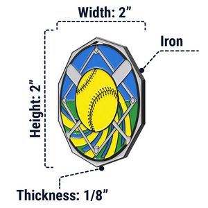 Softball Decagon Colored Medallion (2")