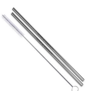 Straight Stainless Steel Straws: Set of 2" Silver