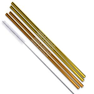 Straight Stainless Steel Straws: Set of 4" Gold and/or Copper
