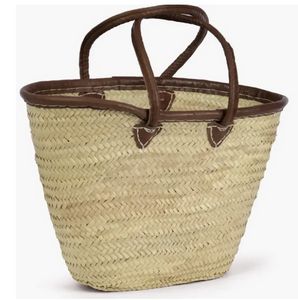 Straw Beach Tote w/Leather