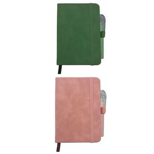 Stylish Pocket-Sized PU Notebook Journal w/Pen