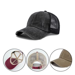 Stylish Washed Cotton Ponytail Cap