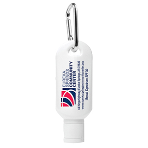 "Sunny Day L" 2.0 oz Broad Spectrum SPF 30 Sunscreen Lotion in Solid White Carabiner Tottle