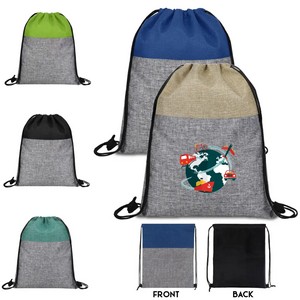 Textured Jute Drawstring Backpack