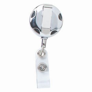 "Tiffin LZ" Chrome Metal Sport Retractable Badge Reel & Badge Holder w/Laser Imprint