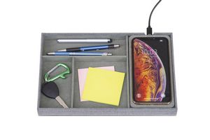 Truman Wireless Charging Accessory Tray - Medium Grey Heather