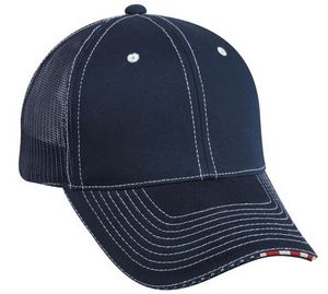Twill Mesh Back Cap w/Flag Sandwich Visor
