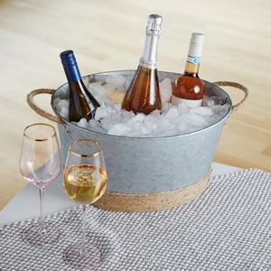 Twine Jute Rope Wrapped Galvanized Tub