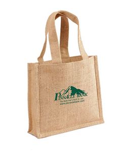Two Tone Small Jute Gift Bag with Self Handles