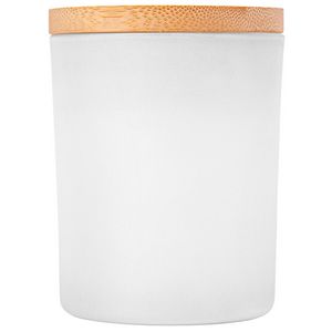 Vanilla-Scented Soy Wax Candle In Glass Jar W/Bamboo Lid