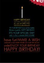 Vertical Black Happy Birthday Everyday Greeting Card (5"x7")