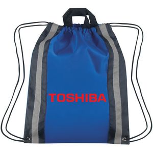 Vertical Reflective Drawstring Backpack Tote