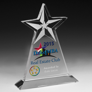 Vertical Star Award w/4-Color Process (7 1/2"x 9 1/4"x 3/4")