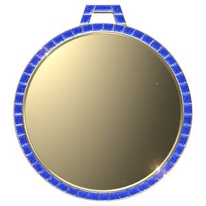 VibraprintÂ® Bright Gold Blue GEM Insert Medallion (2-1/4")
