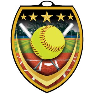 VibraprintÂ® Shield Softball Medallion (3")