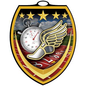 VibraprintÂ® Shield Track Medallion (3")