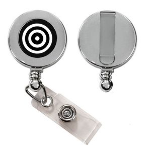VibraprintÂ® Silver Round Badge Reel w/ Belt Clip (1-1/4")