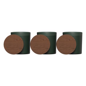 Vista Glass Candle 3-Pack With Acacia Wood Lids