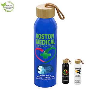 "WHITNEY" 22oz Recycled RPET Aluminum Bottle With a Bamboo Lid