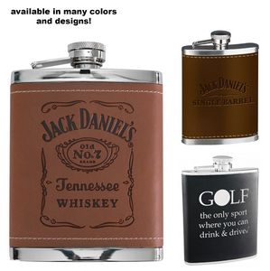 Walters Leather Premium Stainless Steel Hip Flask - 6 Oz.