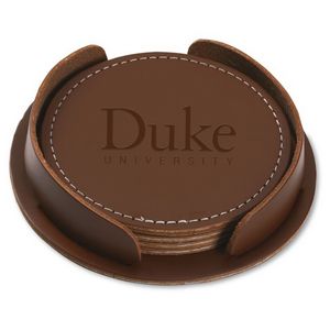 Washington Round 4 Piece Leather Coaster Set