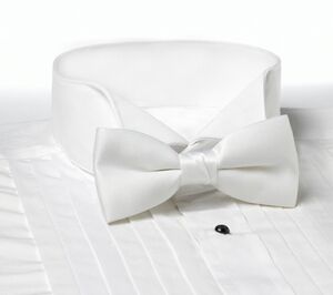 White Clip-On Bow Tie