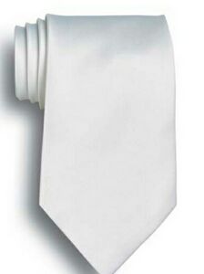 White Polyester Satin Tie