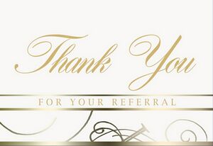 White Thank You Referral Everyday Note Card (3 1/2"x5")
