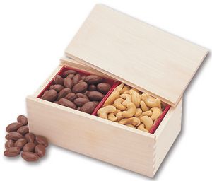 Wooden Collector's Box w/Chocolate Almonds & Cashews