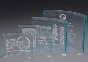 X-Large Curved Jade Crystal Prisma Award