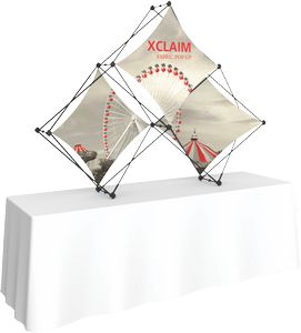 Xclaim 8ft Tabletop Quad Pyramid Fabric Popup Display Kit 01