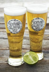 York Pilsner Glass Set of 2 w/ Medallion