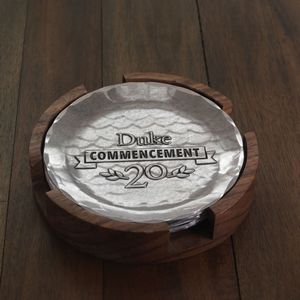 York Set of 4 Round Drink Coasters w/Caddy