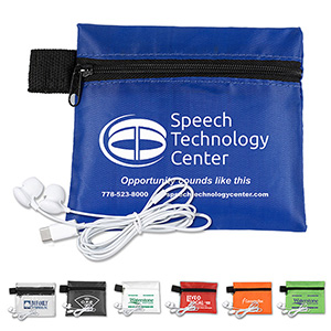 "ZipTune" Mobile Tech Earbud Kit w/Zipper Pouch