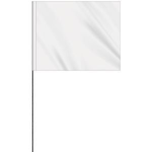 1-Color 4" x 5" Custom High Gloss Polyethylene Marking Flag with 30" Wire Staff