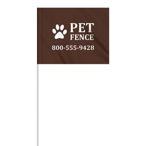 1-Color 4" x 5" Custom Vinyl Marking Flag w/ 18" Plastic Staff