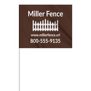 1-Color 5" x 6" Custom Vinyl Marking Flag w/ 27" Plastic Staff