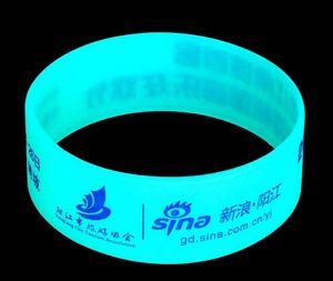 1" Glow in the Dark Screen Print Silicone Wristband