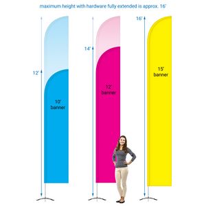 10' Double Sided Half Drop Banner w/ Premium Hardware & Cross Base