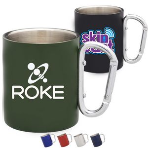 10 oz Stainless Steel Coffee Mugs w/ Custom Logo & Carabiner