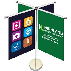 11-19.7" Metal Telescopic Flagpole with Four Double Sided Banners