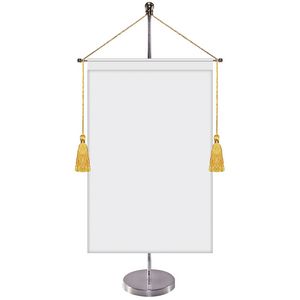 11-19.7" Metal Telescopic Flagpole with One Double Sided Banner with Hanging Cord