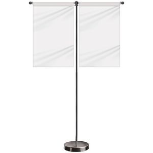 11-19.7" T Style Metal Telescopic Flagpole with Two Double Sided Banners