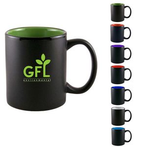 11 Oz. Ceramic Aztecâ„¢ Black Matte Exterior Coffee Mugs