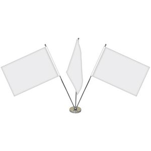 11.4-20" Metal Telescopic Flagpole with Three Double Sided Flags