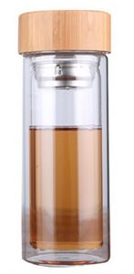 12 Oz. Double Wall Glass Bottle w/Tea Infuser And Bamboo Lid